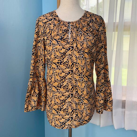 Drake's for J. Crew Bell Sleeve Giraffe Print Top Size 2 - Picture 7 of 8